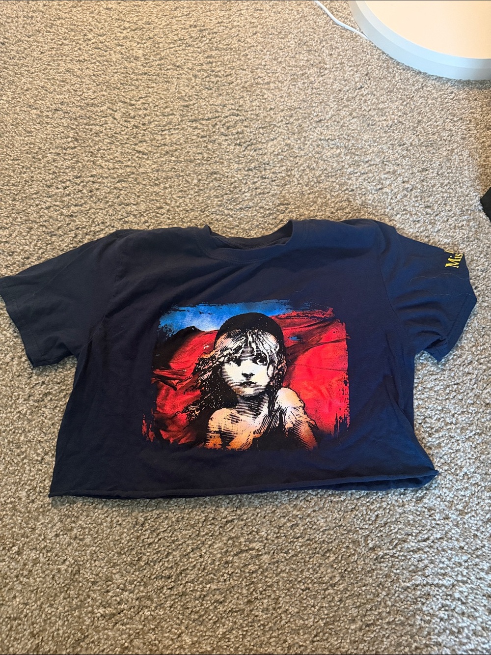 Navy Graphic Les Misérables Cropped Tee
